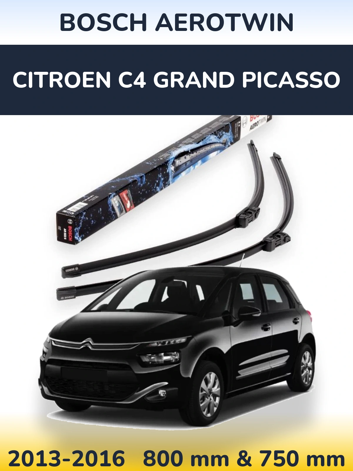 Комплект передніх щіток BOSCH AeroTwin 800 & 750 мм для Citroen C4 Grand Picasso 2013-2016