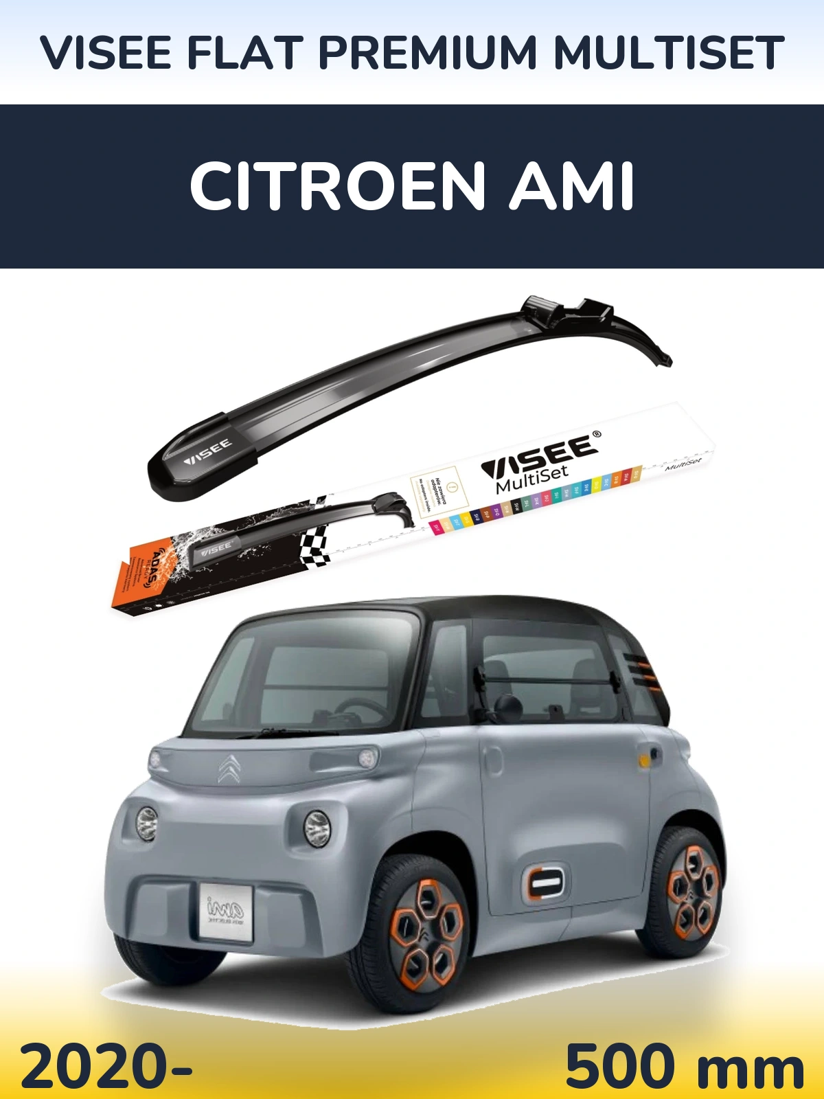 Передний дворник VISEE FLAT PREMIUM MultiSet 500 мм для Citroen Ami 2020-2026