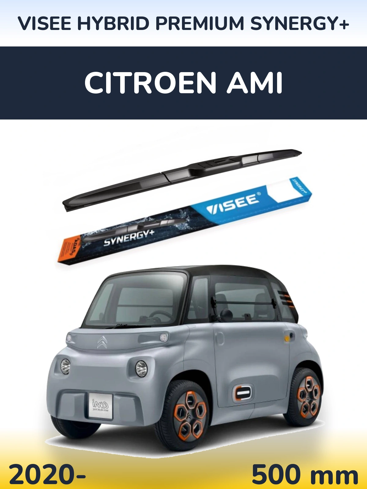 Передний дворник VISEE HYBRID PREMIUM SYNERGY+ 500 мм для Citroen Ami 2020-2026