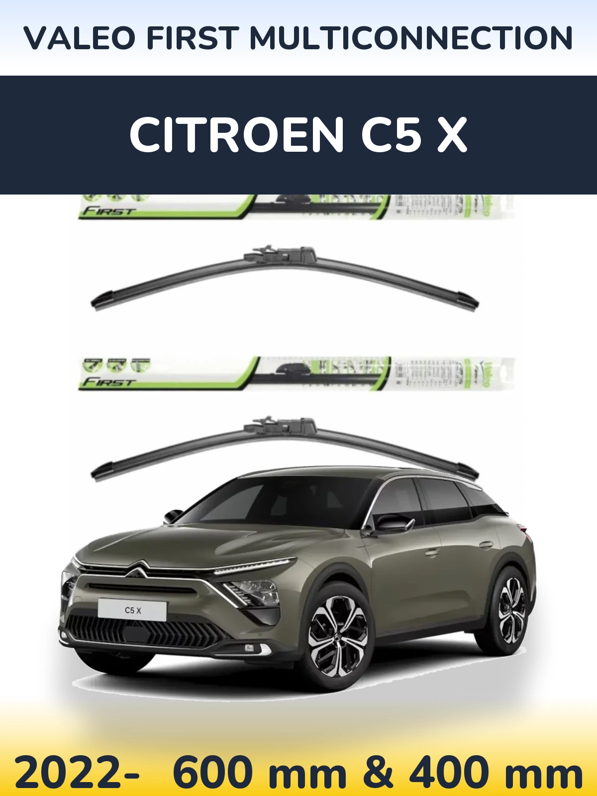 Комплект передних дворников Valeo First MultiConnection 600 & 400 мм для Citroen C5 X 2022-2026