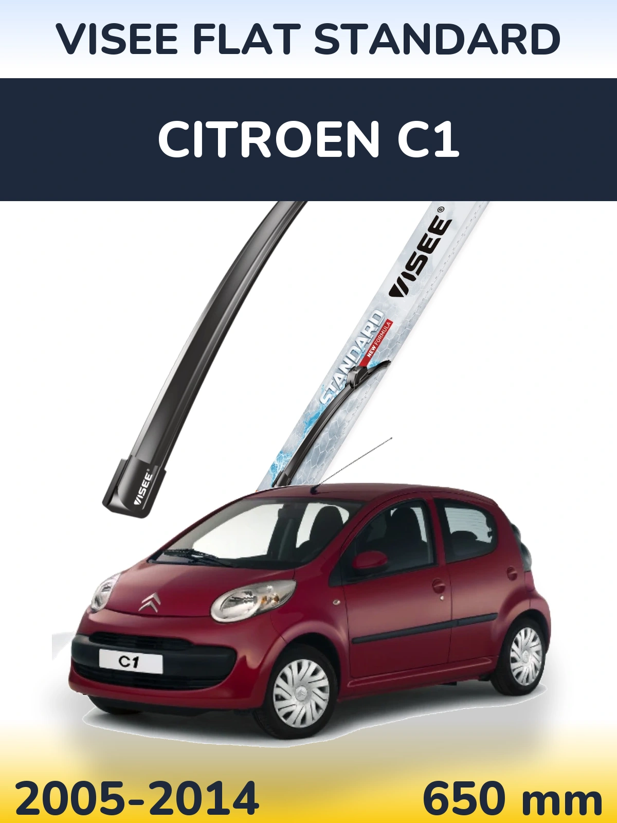 Передний дворник VISEE FLAT STANDARD 650 мм для Citroen C1 2005-2014
