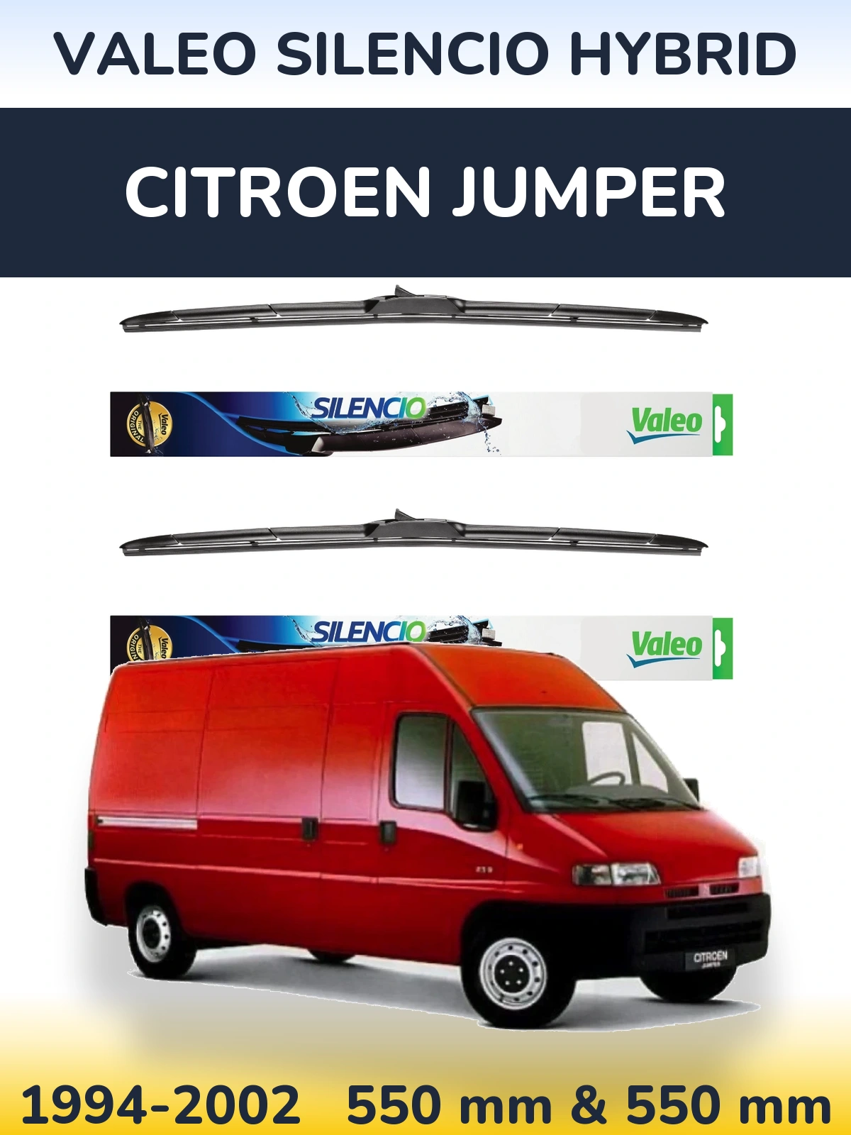 Комплект передніх щіток Valeo Silencio Hybrid 550 & 550 мм для Citroen Jumper 1994-2002