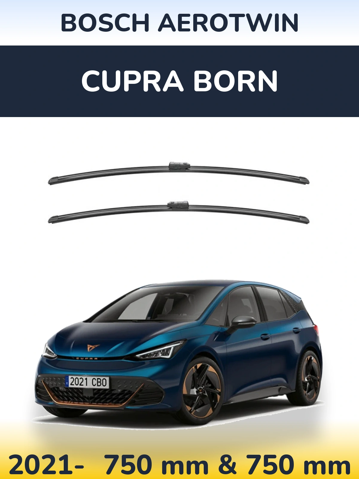 Комплект передних дворников BOSCH AeroTwin 750 & 750 мм для Cupra Born 2021-2026