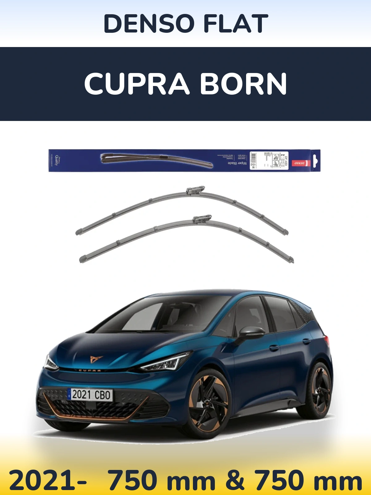 Комплект передних дворников Denso Flat 750 & 750 мм для Cupra Born 2021-2026