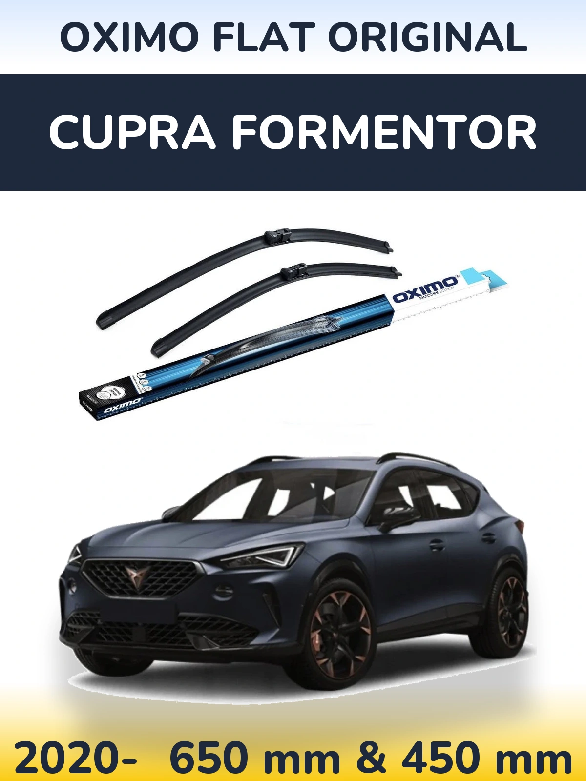 Комплект передніх щіток Oximo Flat Original 650 & 450 мм для Cupra Formentor 2020-2026