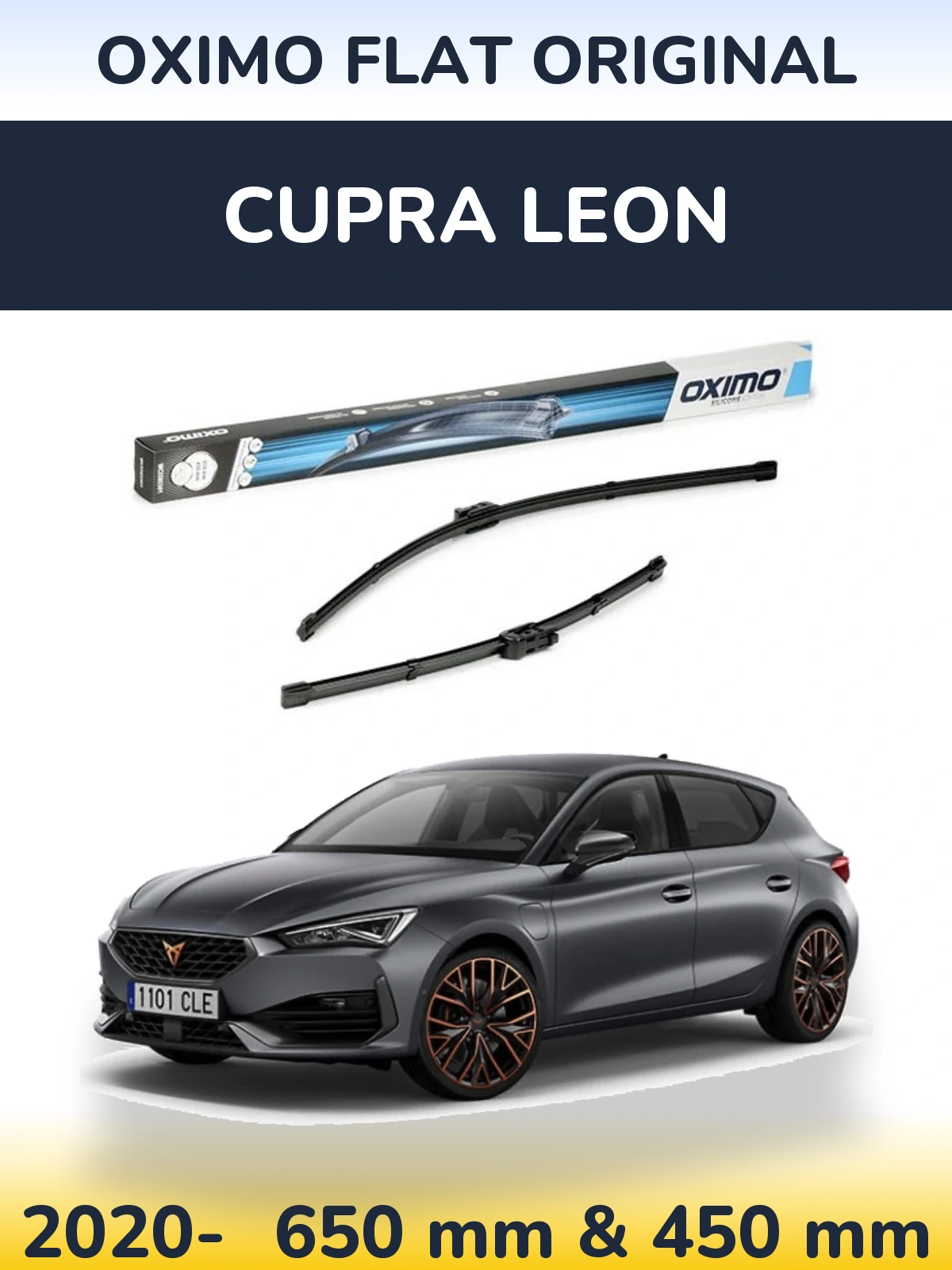 Комплект передних дворников Oximo Flat Original 650 & 450 мм для Cupra Leon 2020-2026