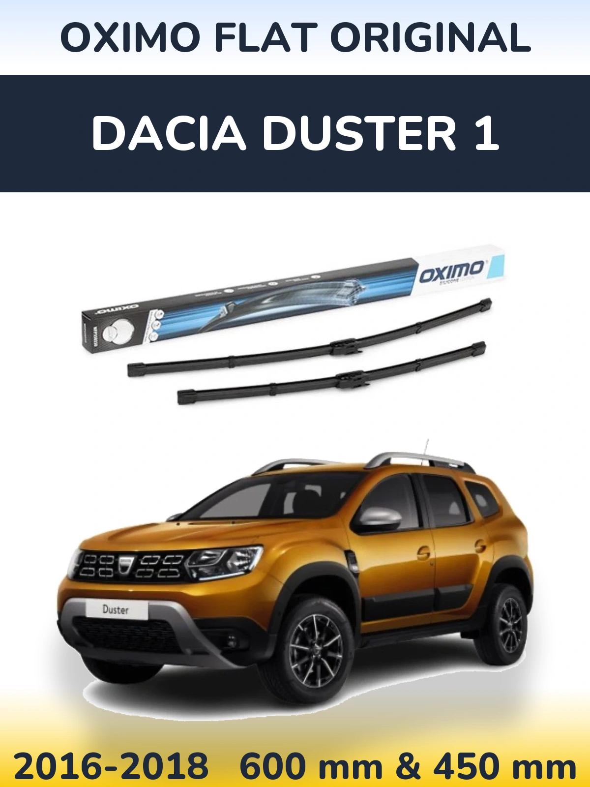 Комплект передних дворников Oximo Flat Original 600 & 450 мм для Dacia Duster 1 2016-2018