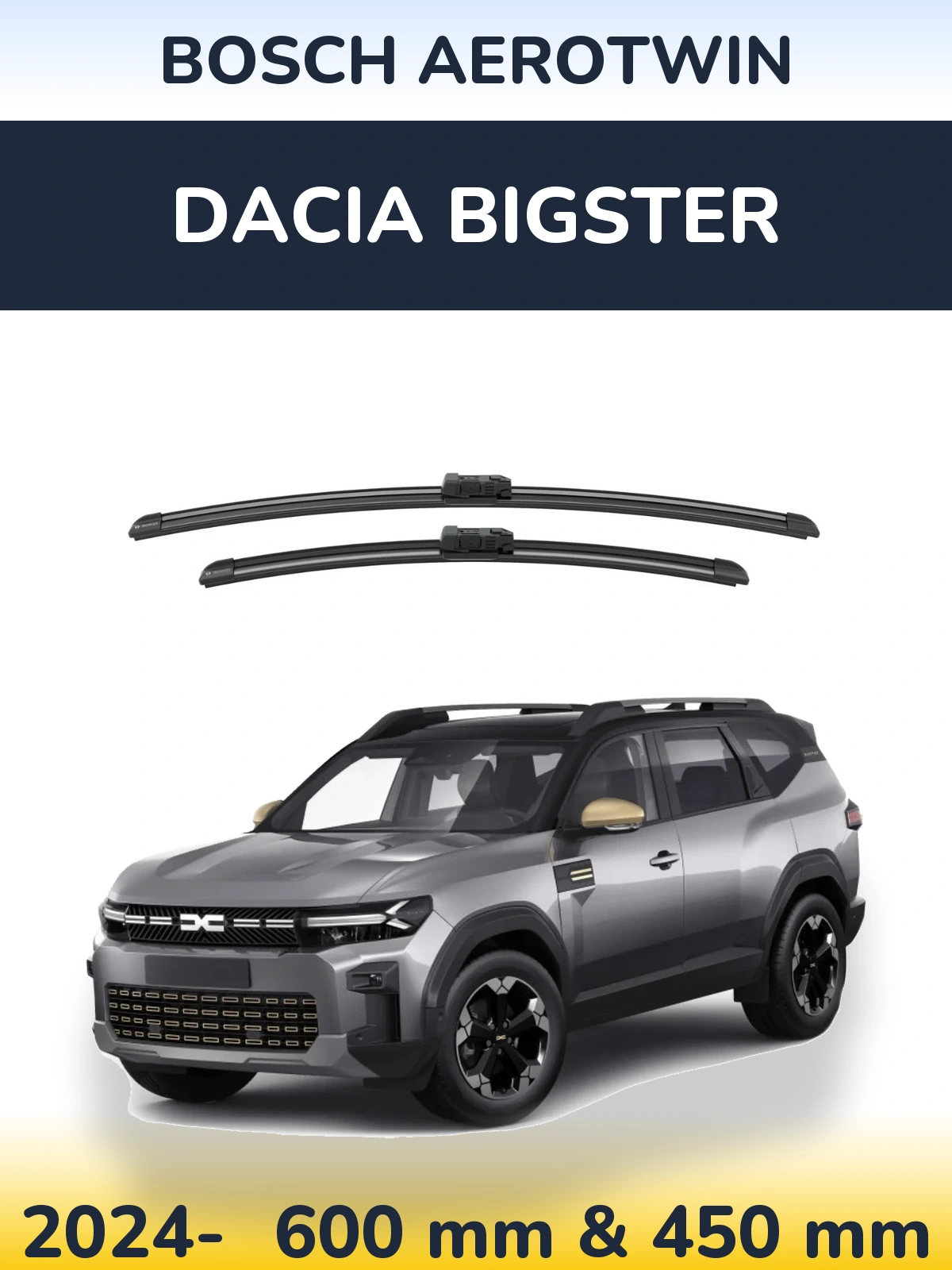 Комплект передніх щіток BOSCH AeroTwin 600 & 450 мм для Dacia Bigster 2024-2026
