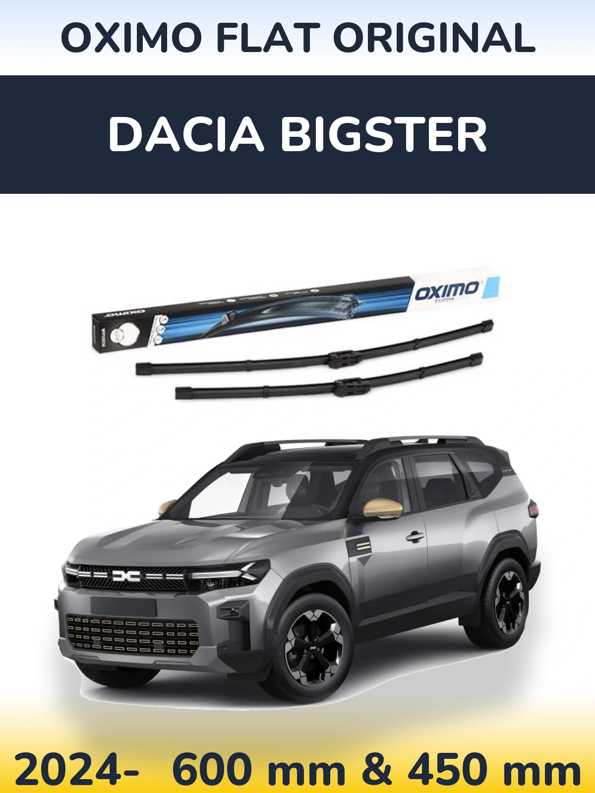Комплект передніх щіток Oximo Flat Original 600 & 450 мм для Dacia Bigster 2024-2026