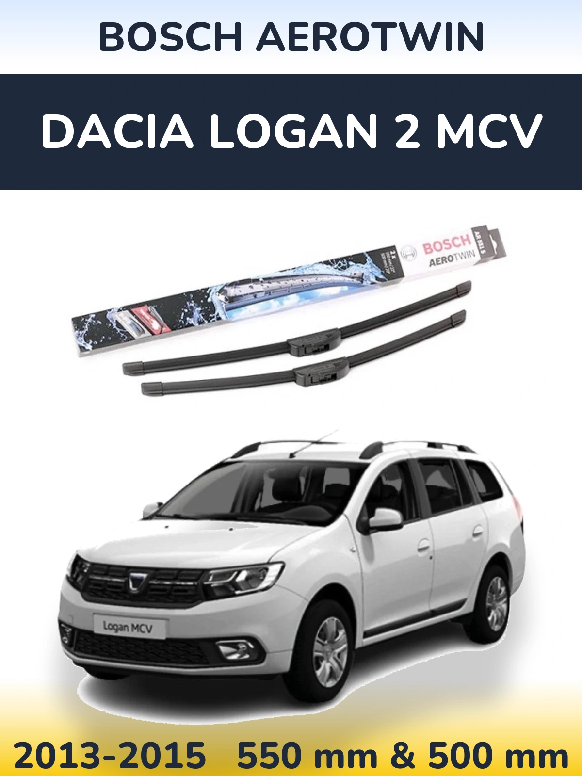 Комплект передніх щіток BOSCH AeroTwin 550 & 500 мм для Dacia Logan 2 MCV 2013-2015
