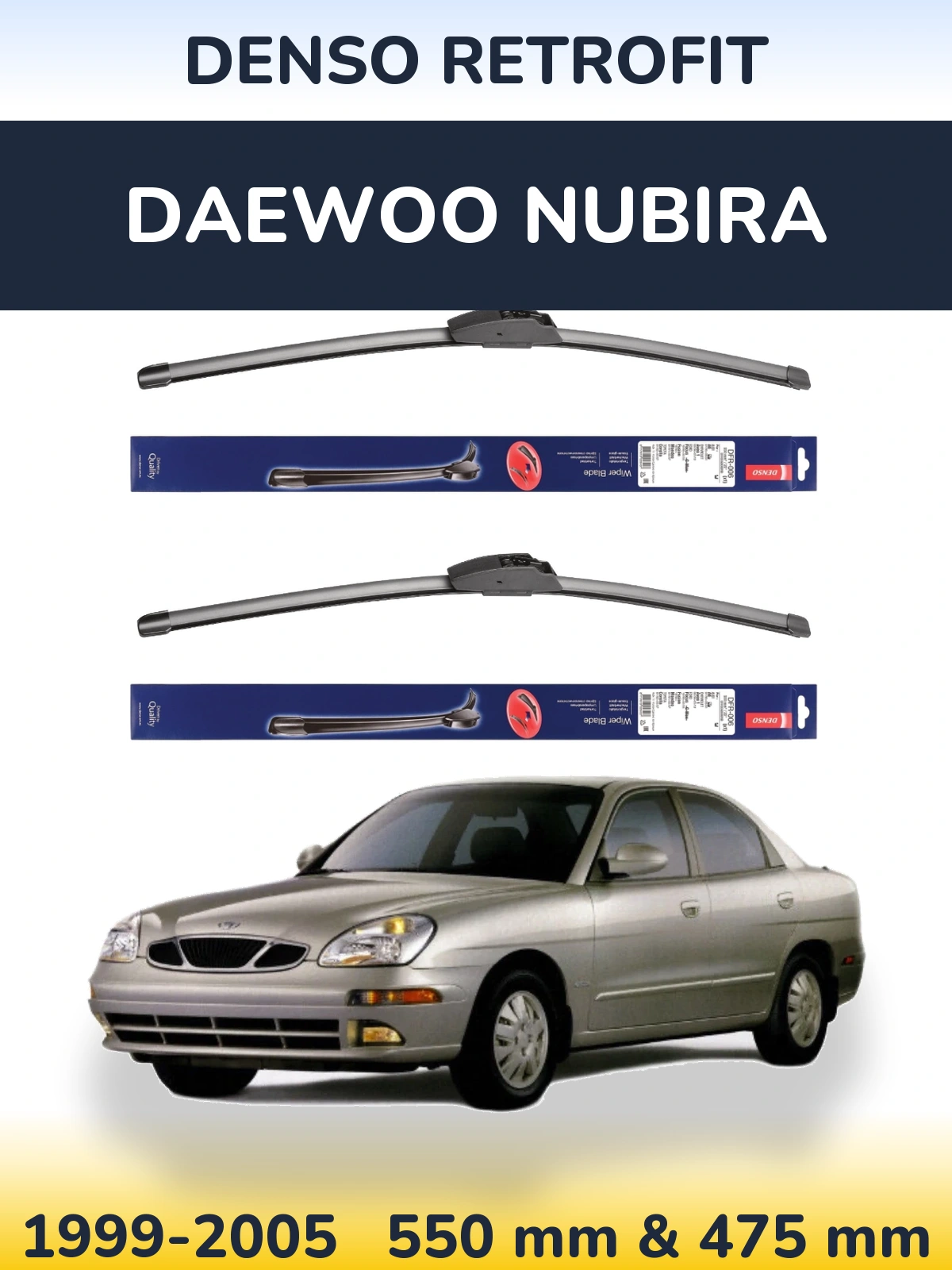 Комплект передних дворников Denso Retrofit 550 & 475 мм для Daewoo Nubira 1999-2005