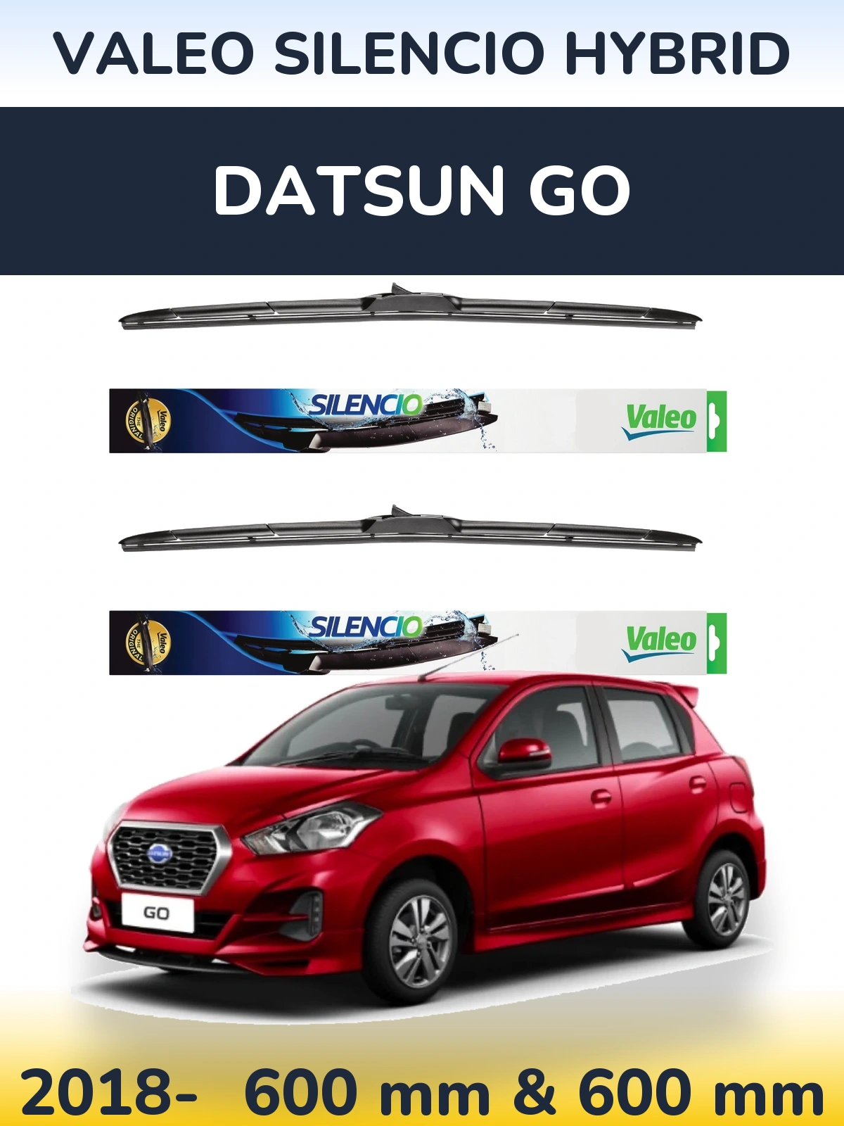 Комплект передних дворников Valeo Silencio Hybrid 600 & 600 мм для Datsun Go 2018-2026