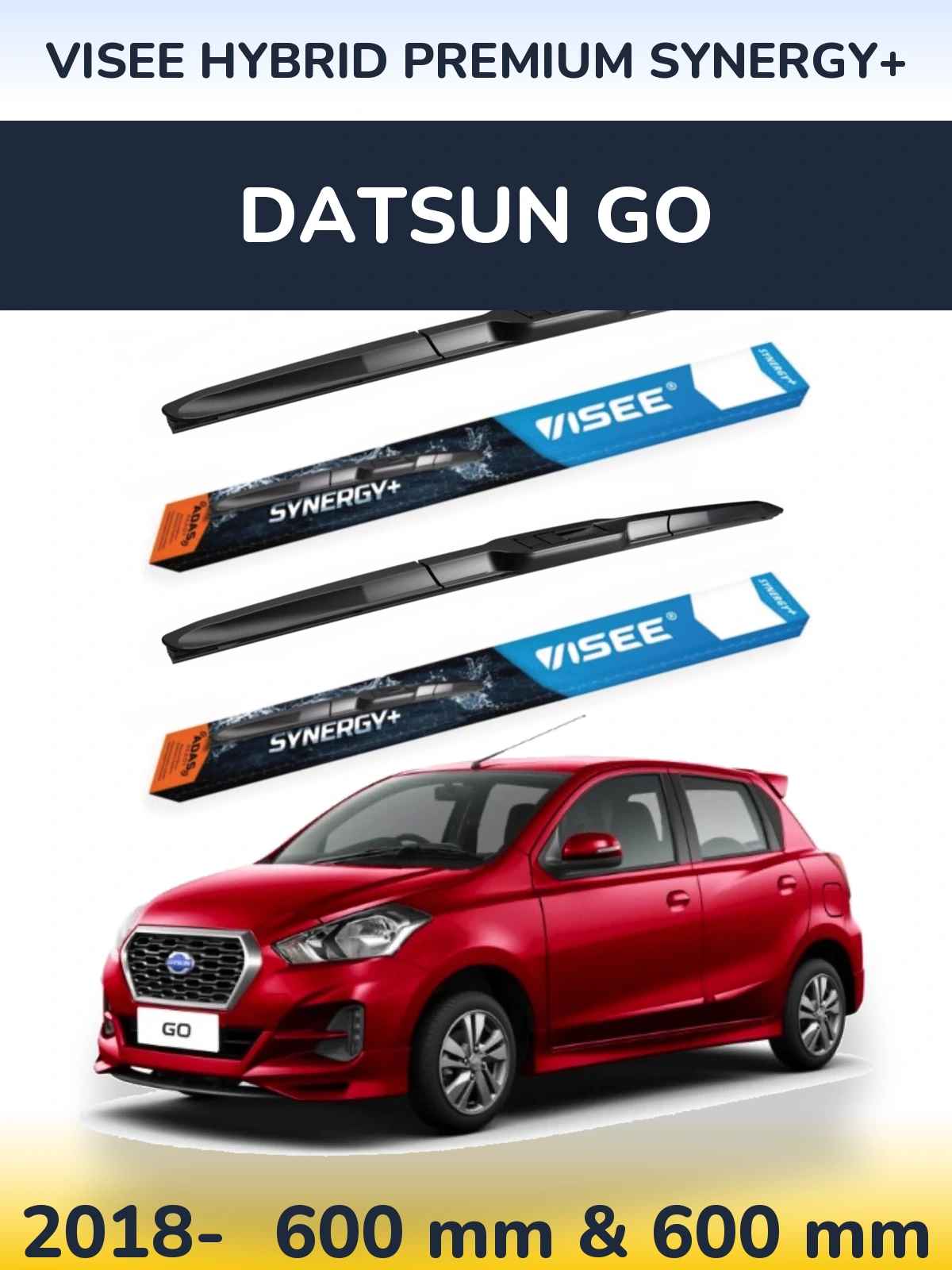 Комплект передніх щіток VISEE HYBRID PREMIUM SYNERGY+ 600 & 600 мм для Datsun Go 2018-2026