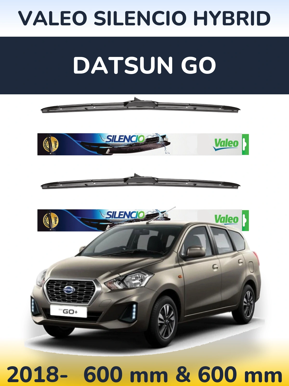 Комплект передних дворников Valeo Silencio Hybrid 600 & 600 мм для Datsun Go 2018-2026