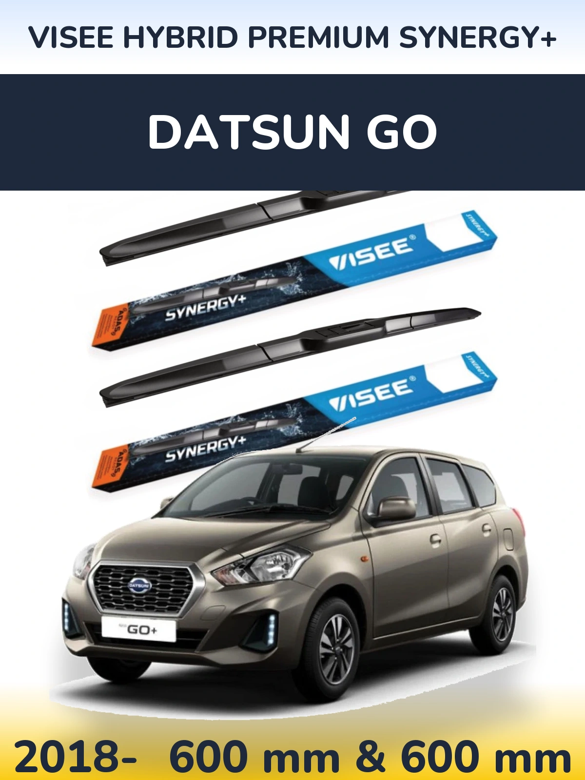 Комплект передних дворников VISEE HYBRID PREMIUM SYNERGY+ 600 & 600 мм для Datsun Go 2018-2026
