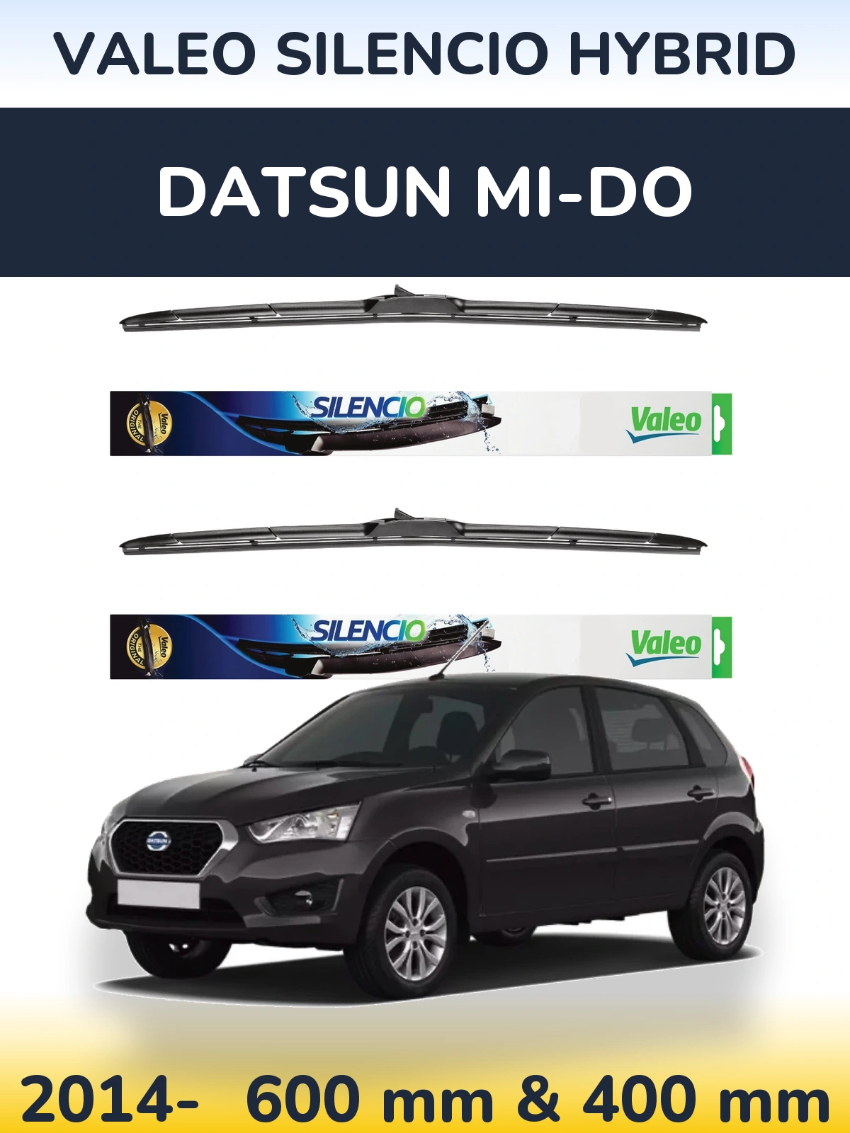 Комплект передних дворников Valeo Silencio Hybrid 600 & 400 мм для Datsun mi-DO 2014-2026