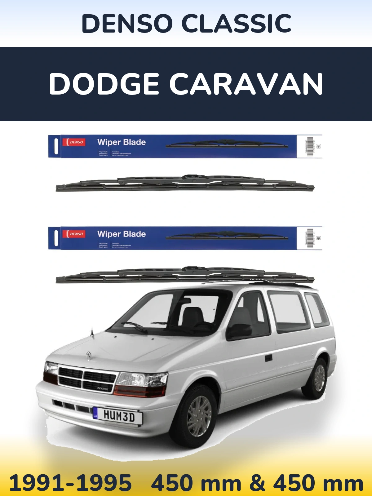 Комплект передних дворников Denso Classic 450 & 450 мм для Dodge Caravan 1991-1995