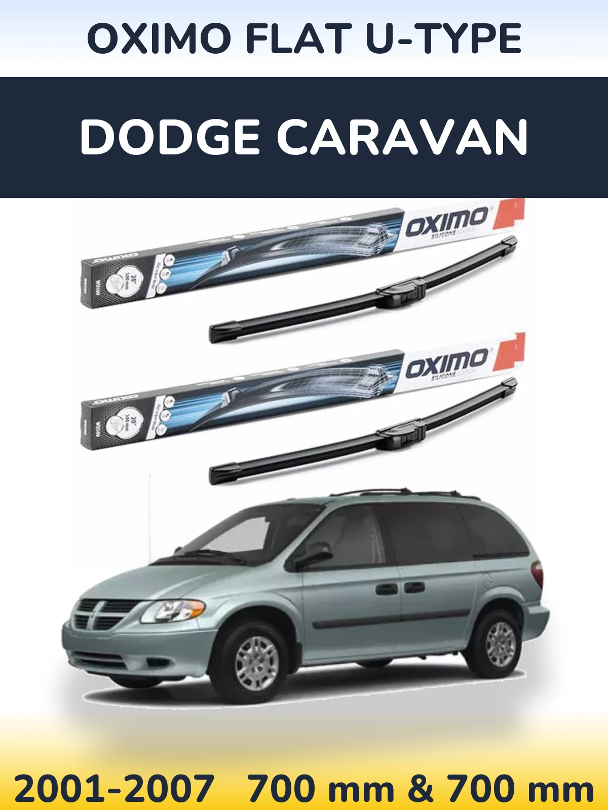 Комплект передних дворников Oximo Flat U-type 700 & 700 мм для Dodge Caravan 2001-2007