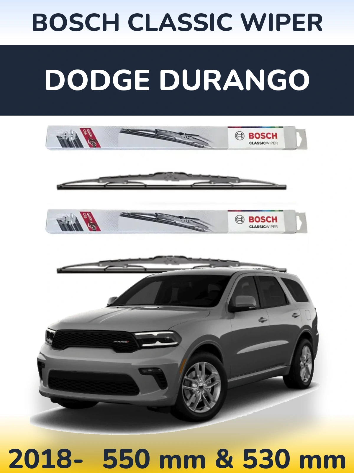 Комплект передніх щіток BOSCH Classic Wiper 550 & 530 мм для Dodge Durango 2018-2026