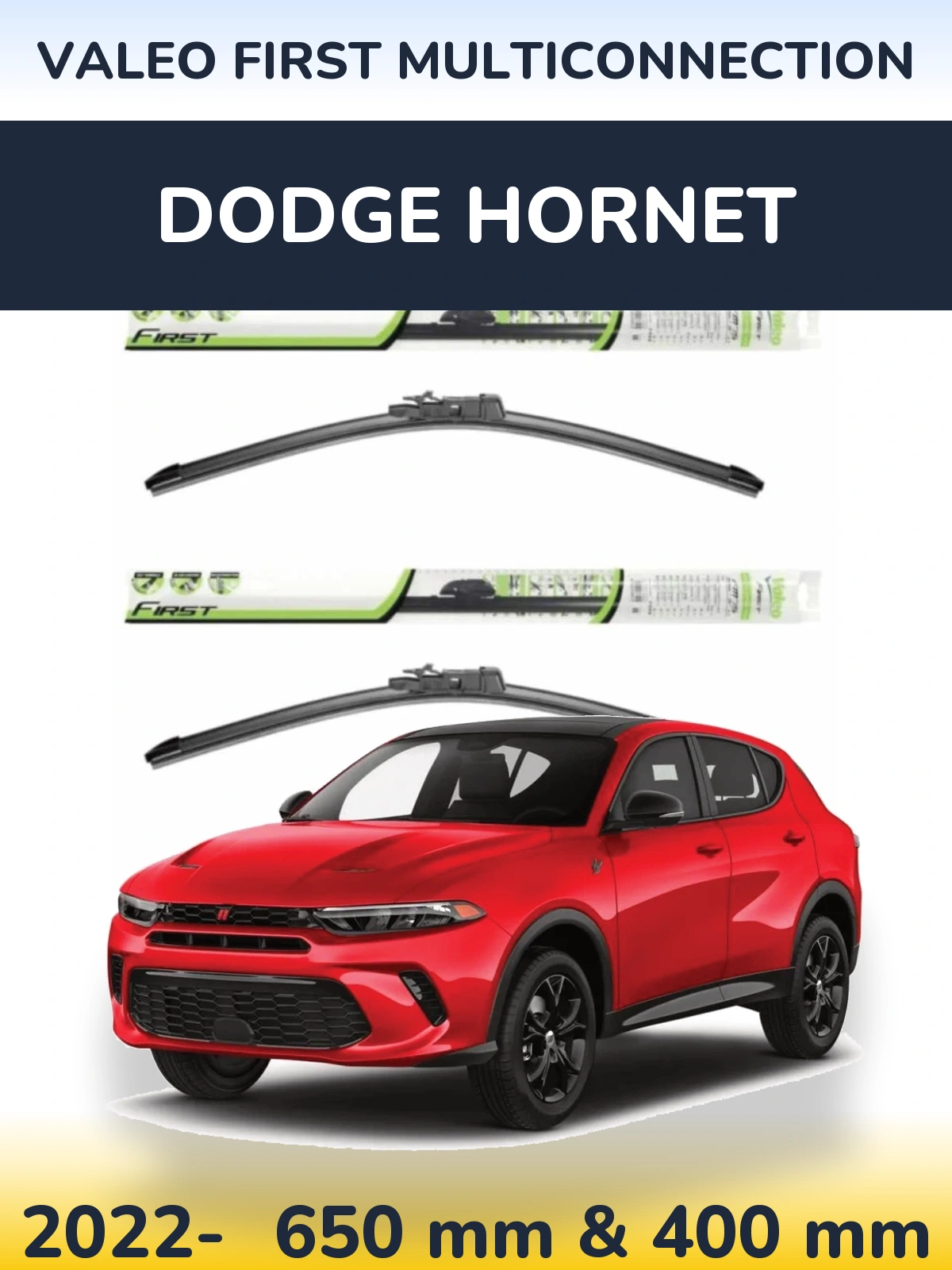 Комплект передних дворников Valeo First MultiConnection 650 & 400 мм для Dodge Hornet 2022-2026