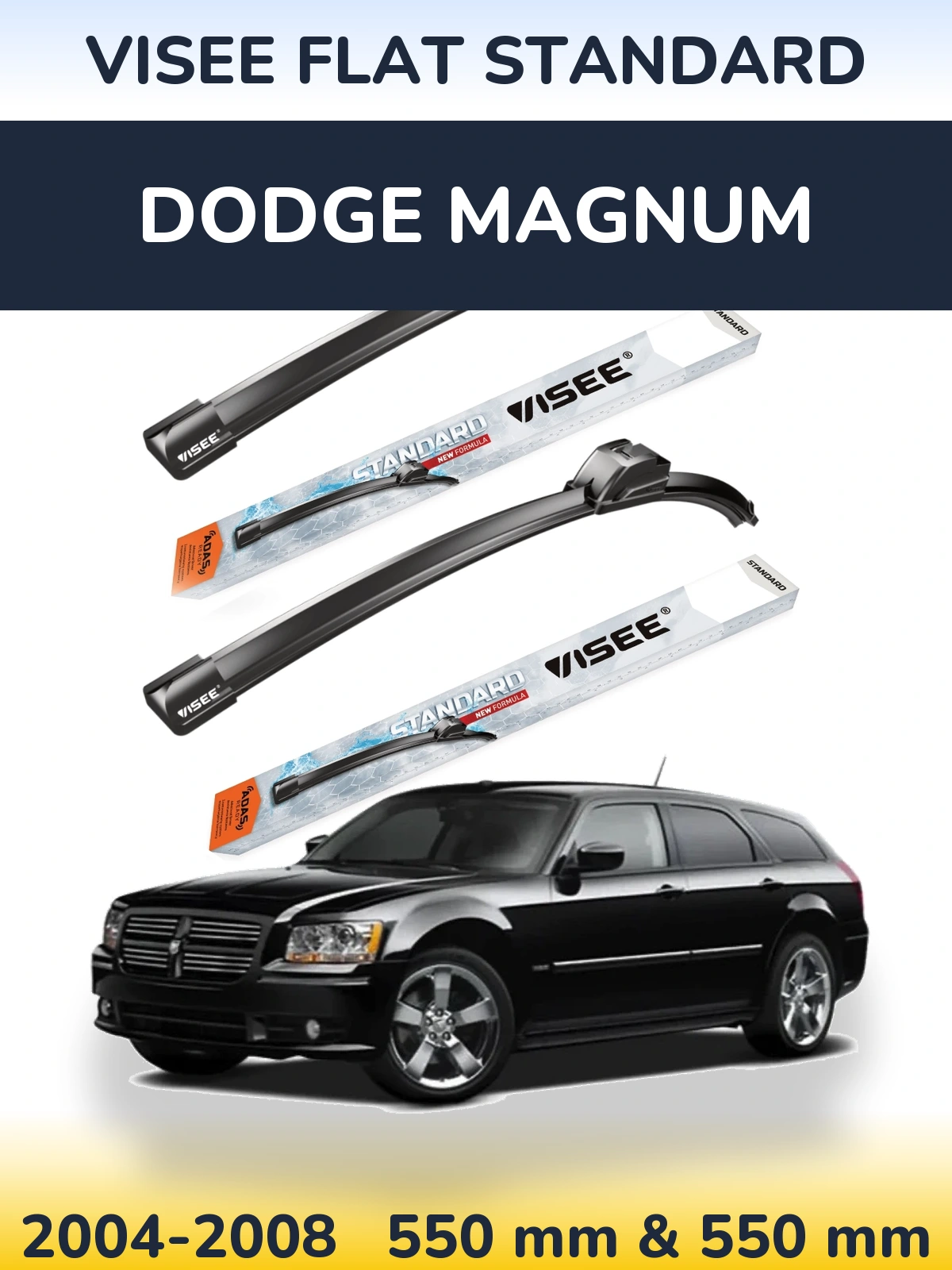 Комплект передних дворников VISEE FLAT STANDARD 550 & 550 мм для Dodge Magnum 2004-2008