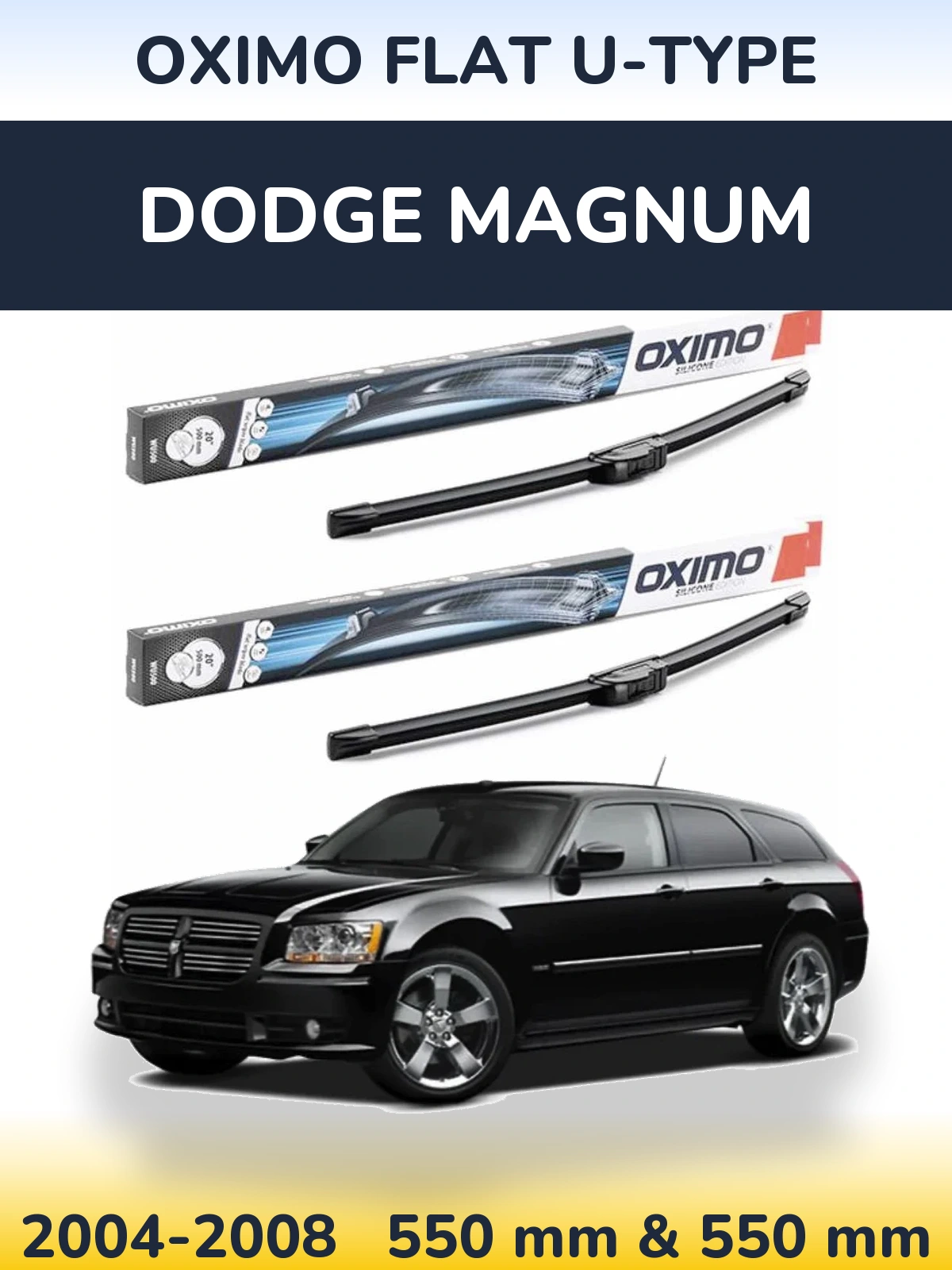 Комплект передних дворников Oximo Flat U-type 550 & 550 мм для Dodge Magnum 2004-2008