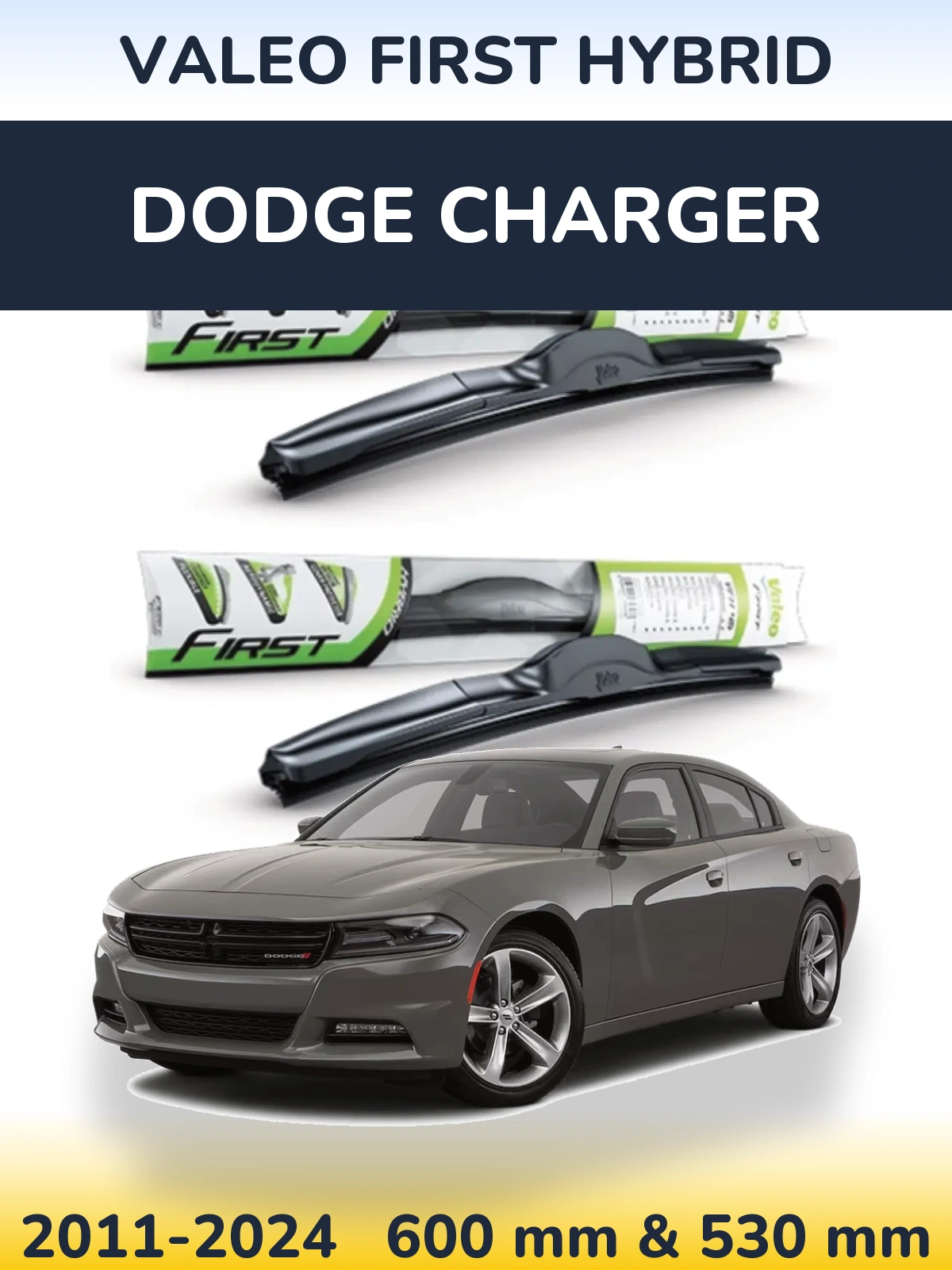 Комплект передних дворников Valeo First Hybrid 600 & 530 мм для Dodge Charger 2011-2024