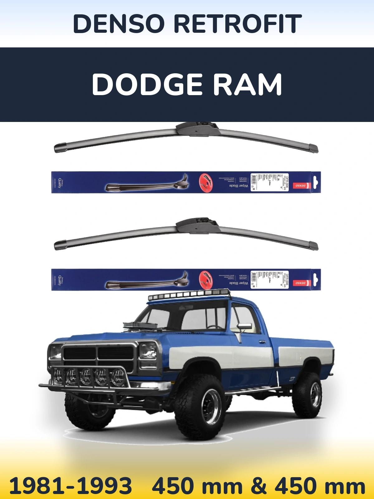 Комплект передних дворников Denso Retrofit 450 & 450 мм для Dodge RAM 1981-1993