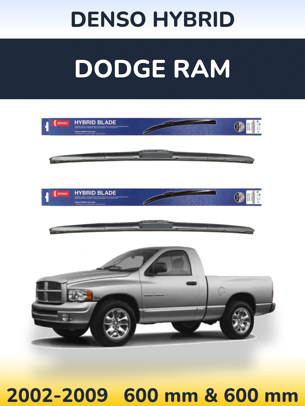 Комплект передних дворников Denso Hybrid 600 & 600 мм для Dodge RAM 2002-2009