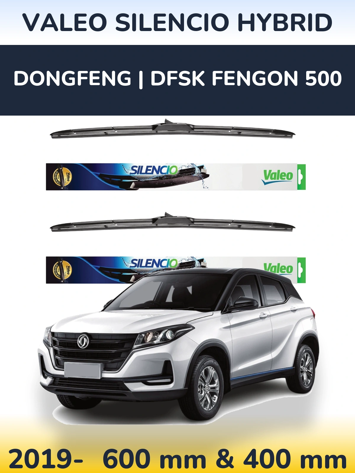 Комплект передних дворников Valeo Silencio Hybrid 600 & 400 мм для DongFeng | DFSK Fengon 500 2019-2026