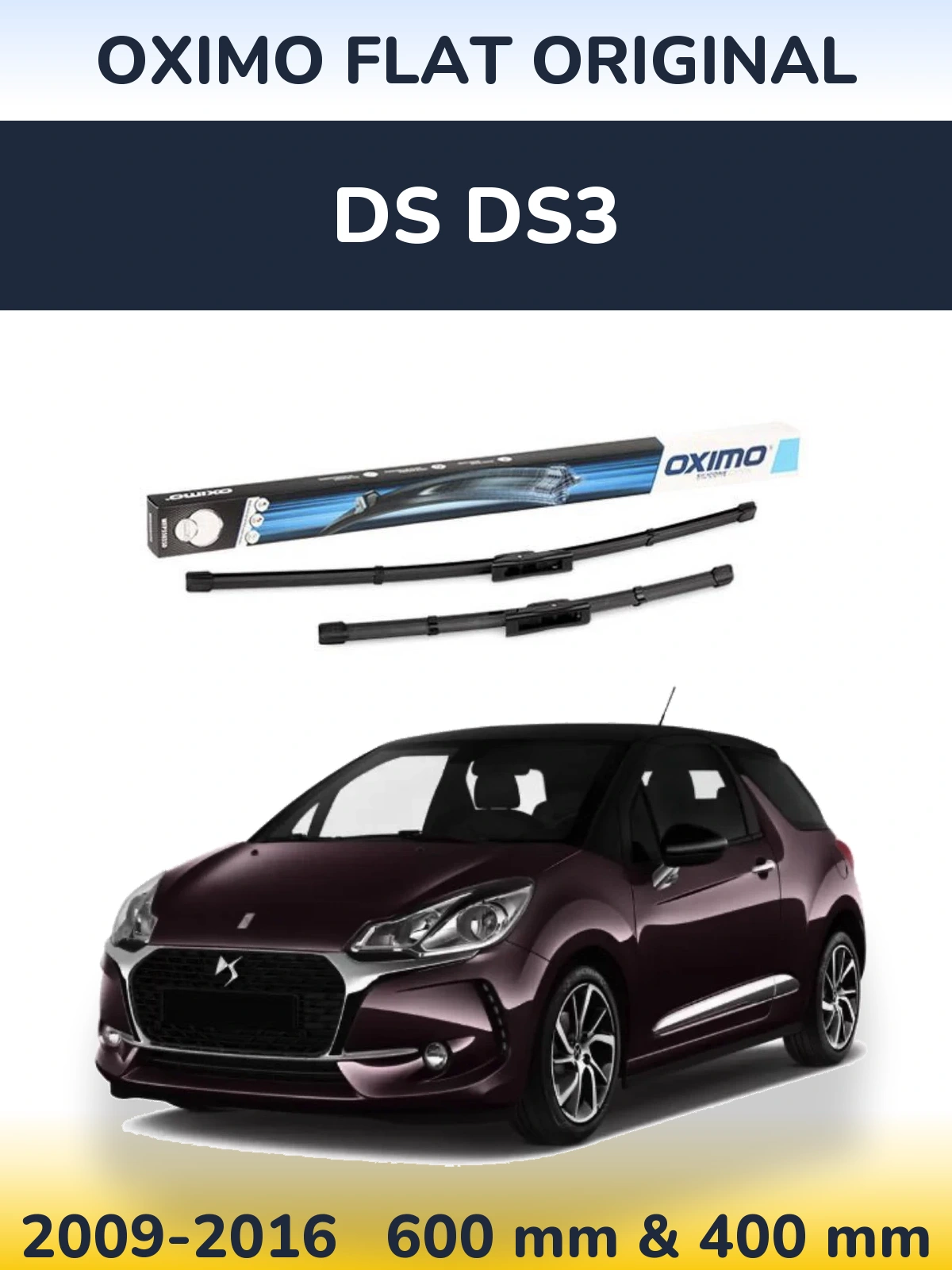 Комплект передних дворников Oximo Flat Original 600 & 400 мм для DS DS3 2009-2016