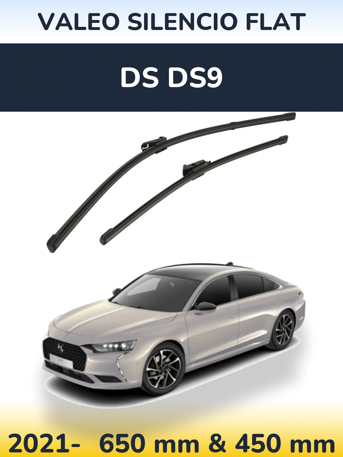 Комплект передніх щіток Valeo Silencio Flat 650 & 450 мм для DS DS9 2021-2026
