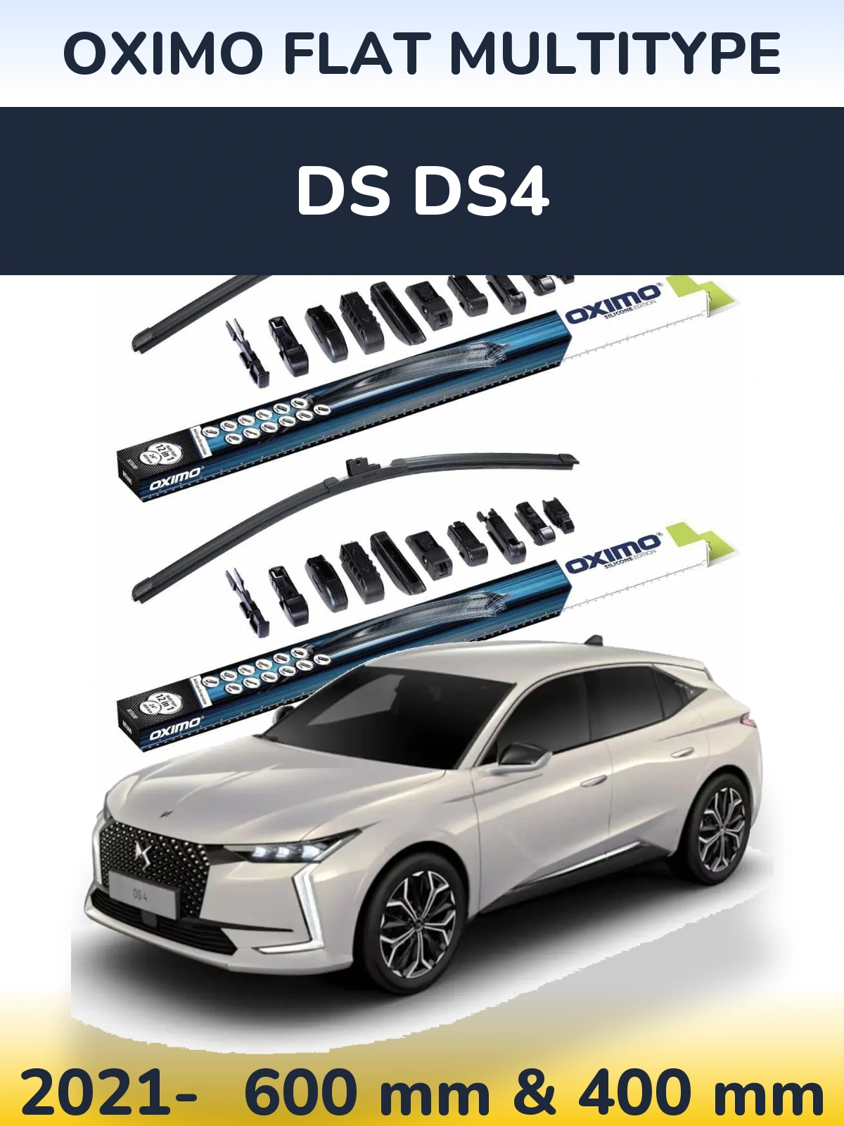 Front wiper blade set Oximo Flat MultiTüüpe 600 & 400 mm for DS DS4 2021-2026