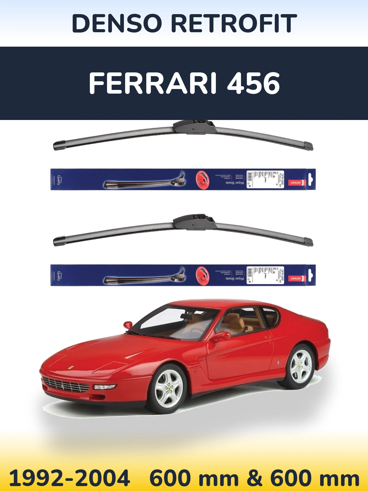 Комплект передних дворников Denso Retrofit 600 & 600 мм для Ferrari 456 1992-2004