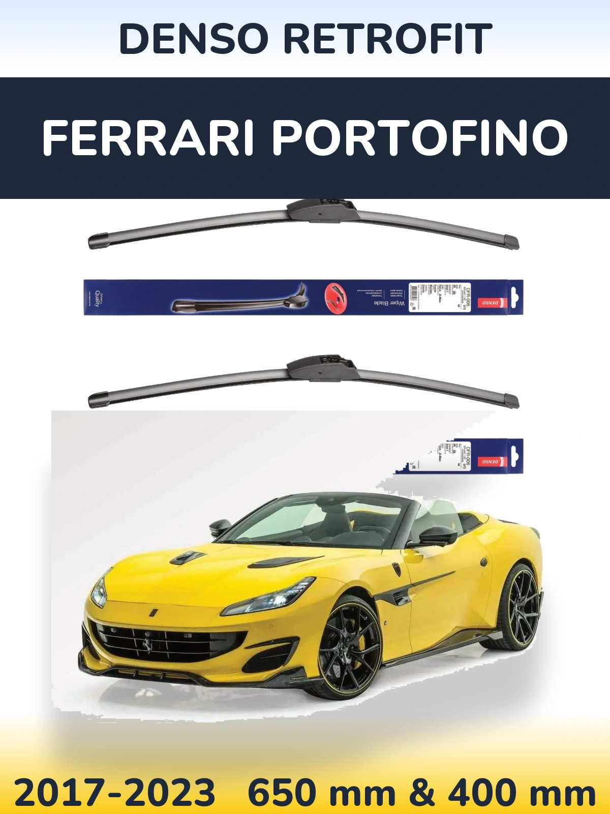 Комплект передніх щіток Denso Retrofit 650 & 400 мм для Ferrari Portofino 2017-2023