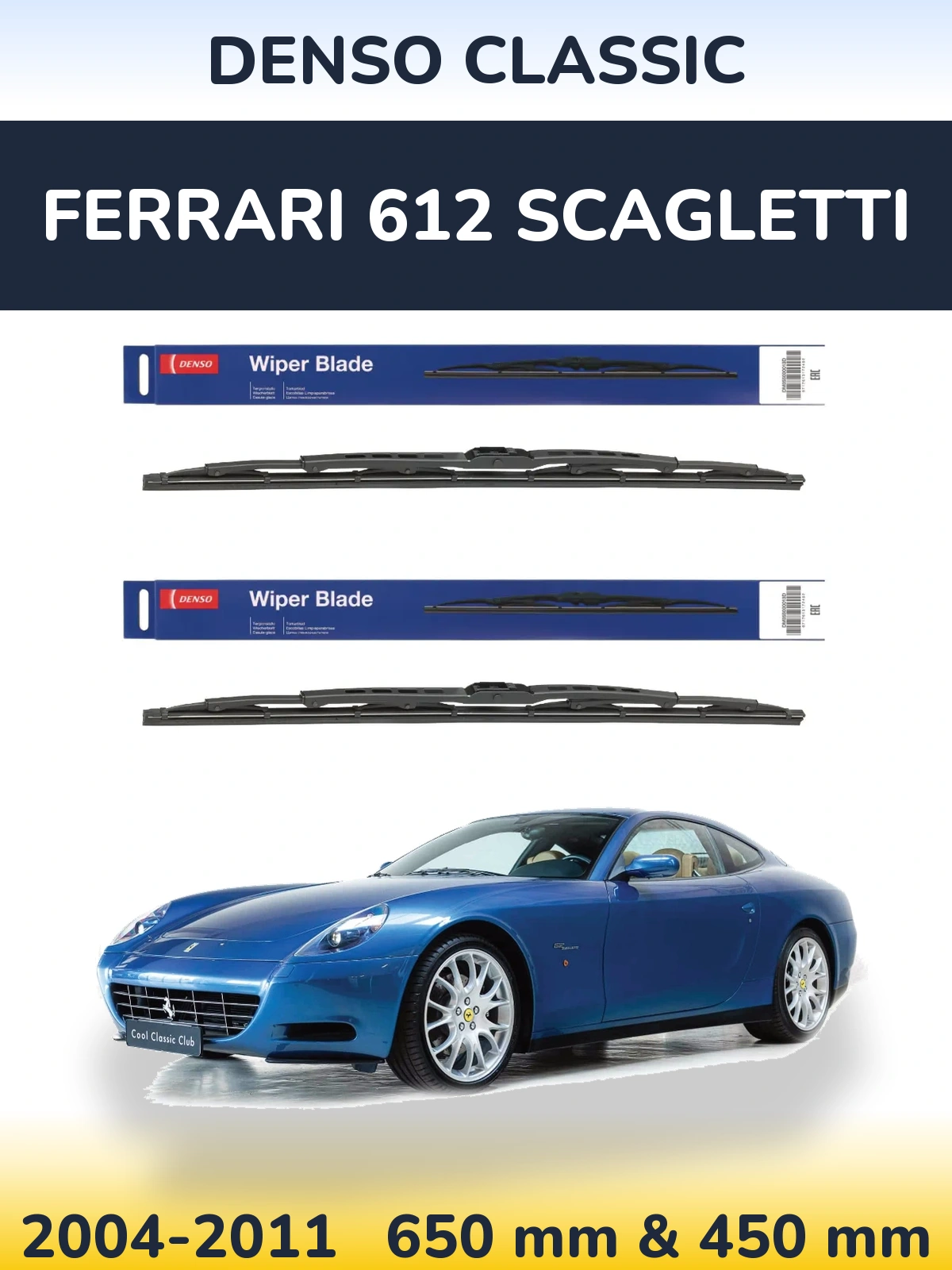 Комплект передних дворников Denso Classic 650 & 450 мм для Ferrari 612 Scagletti 2004-2011