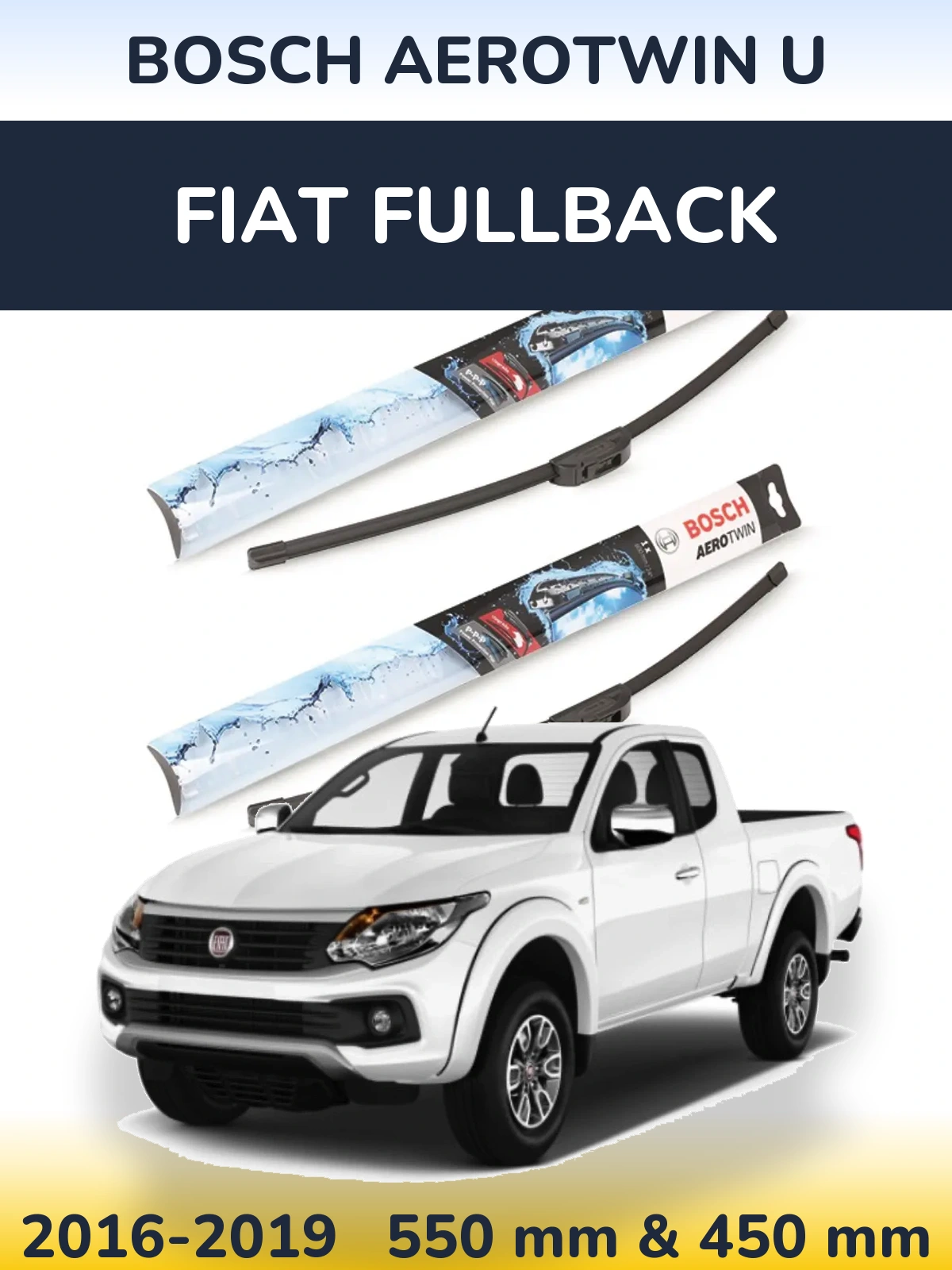 Комплект передніх щіток BOSCH AeroTwin U 550 & 450 мм для Fiat Fullback 2016-2019