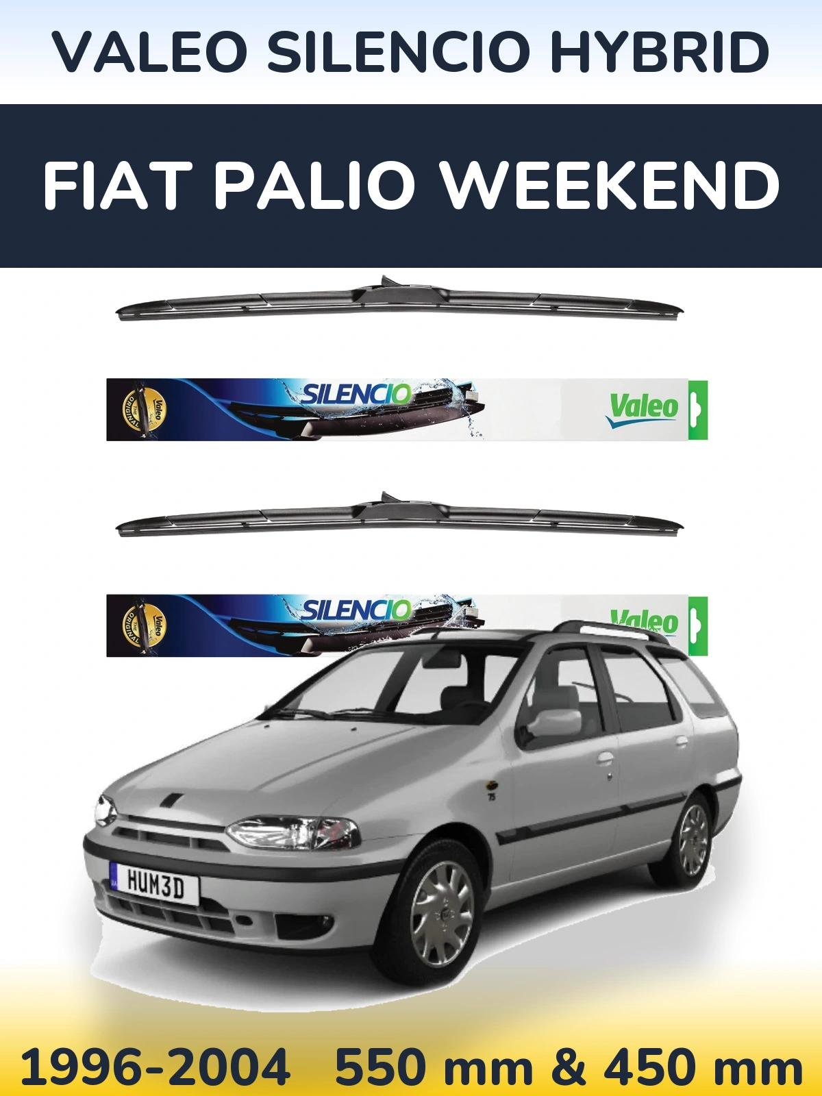 Комплект передних дворников Valeo Silencio Hybrid 550 & 450 мм для Fiat Palio Weekend 1996-2004