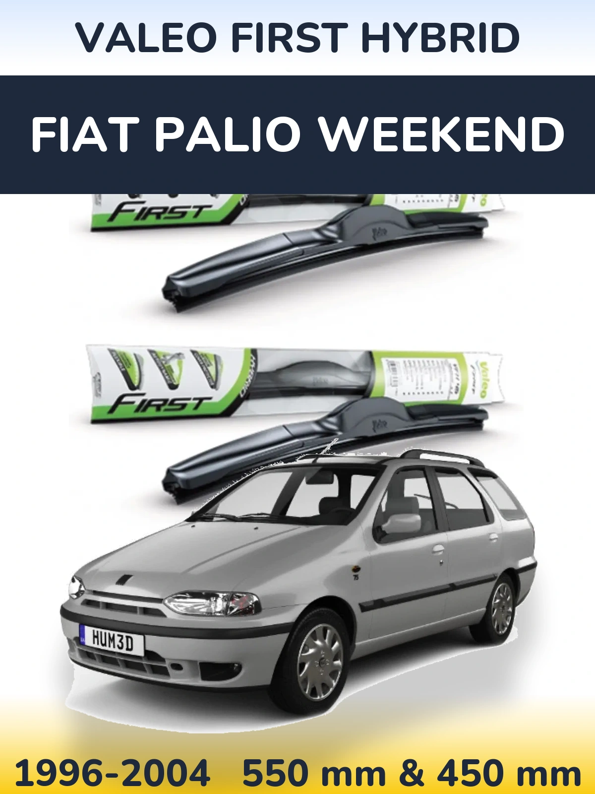 Комплект передних дворников Valeo First Hybrid 550 & 450 мм для Fiat Palio Weekend 1996-2004