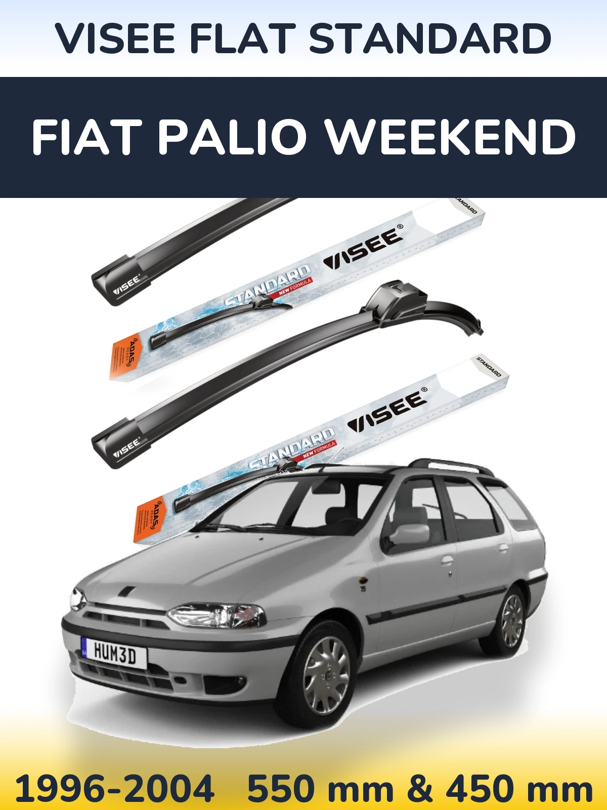Комплект передніх щіток VISEE FLAT STANDARD 550 & 450 мм для Fiat Palio Weekend 1996-2004
