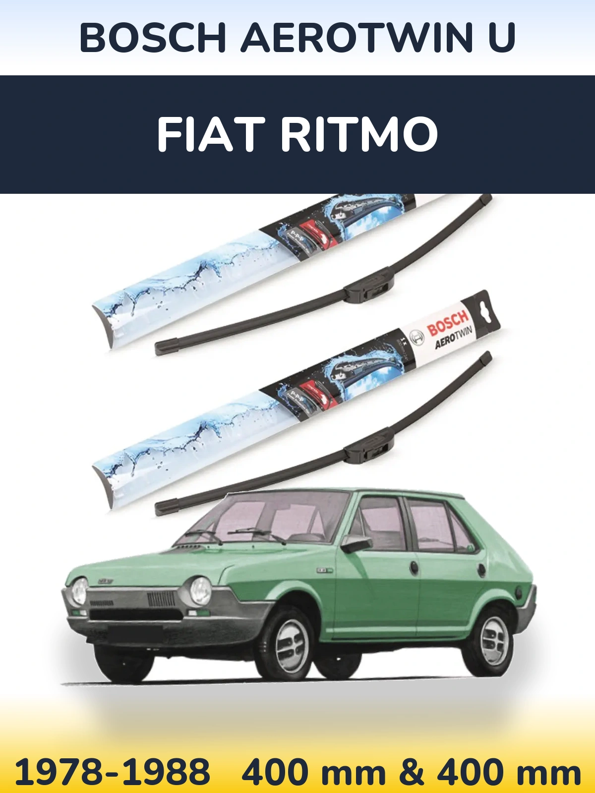 Комплект передних дворников BOSCH AeroTwin U 400 & 400 мм для Fiat Ritmo 1978-1988