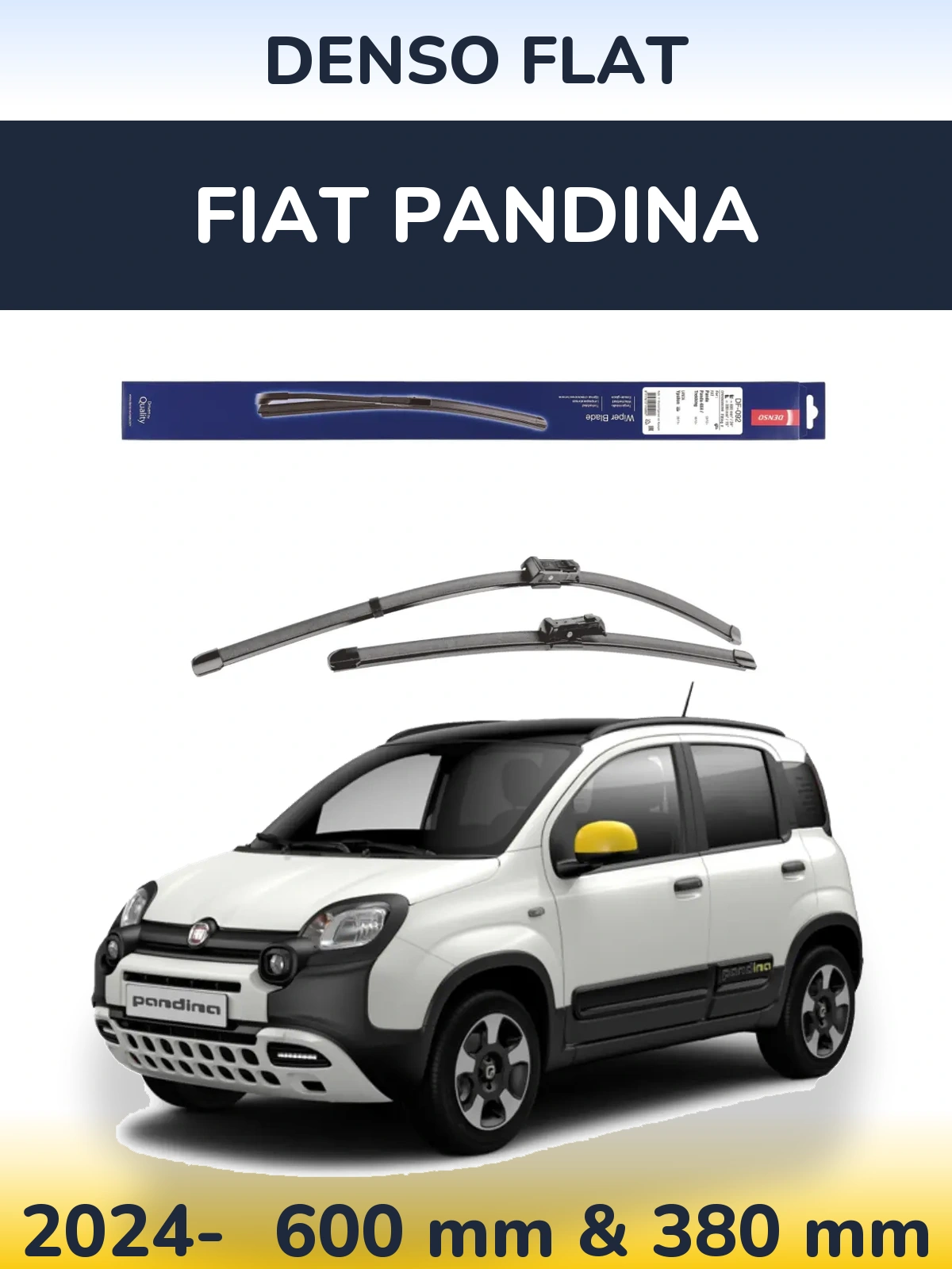 Комплект передних дворников Denso Flat 600 & 380 мм для Fiat Pandina 2024-2026