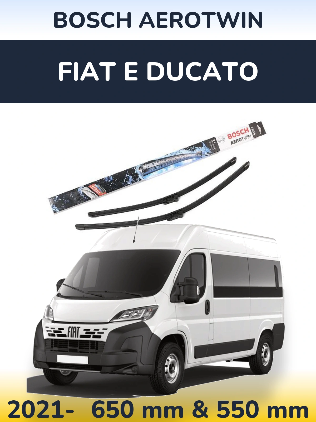 Комплект передніх щіток BOSCH AeroTwin 650 & 550 мм для Fiat E Ducato 2021-2026