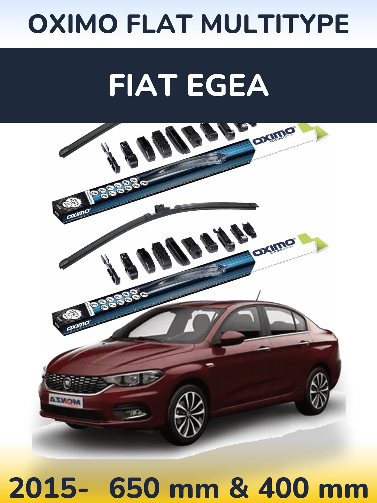 Front wiper blade set Oximo Flat MultiTüüpe 650 & 400 mm for Fiat Egea 2015-2026