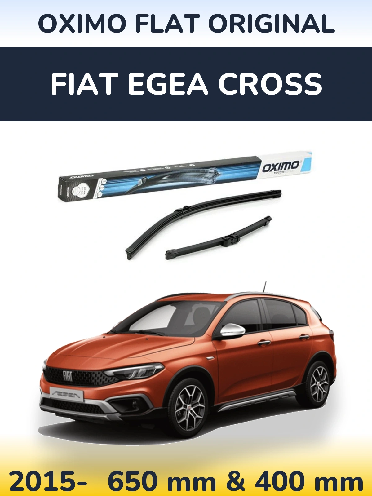 Комплект передніх щіток Oximo Flat Original 650 & 375 мм для Fiat Egea Cross 2015-2026