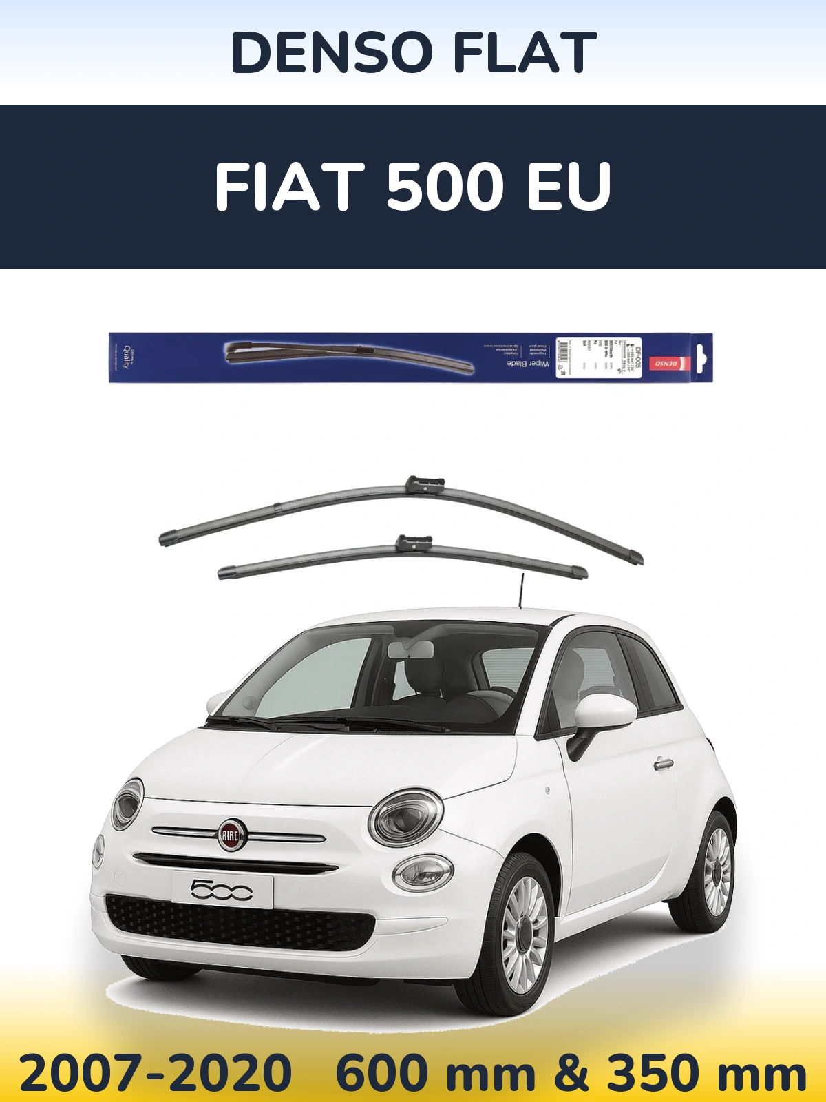 Комплект передніх щіток Denso Flat 600 & 350 мм для Fiat 500 EU 2007-2020