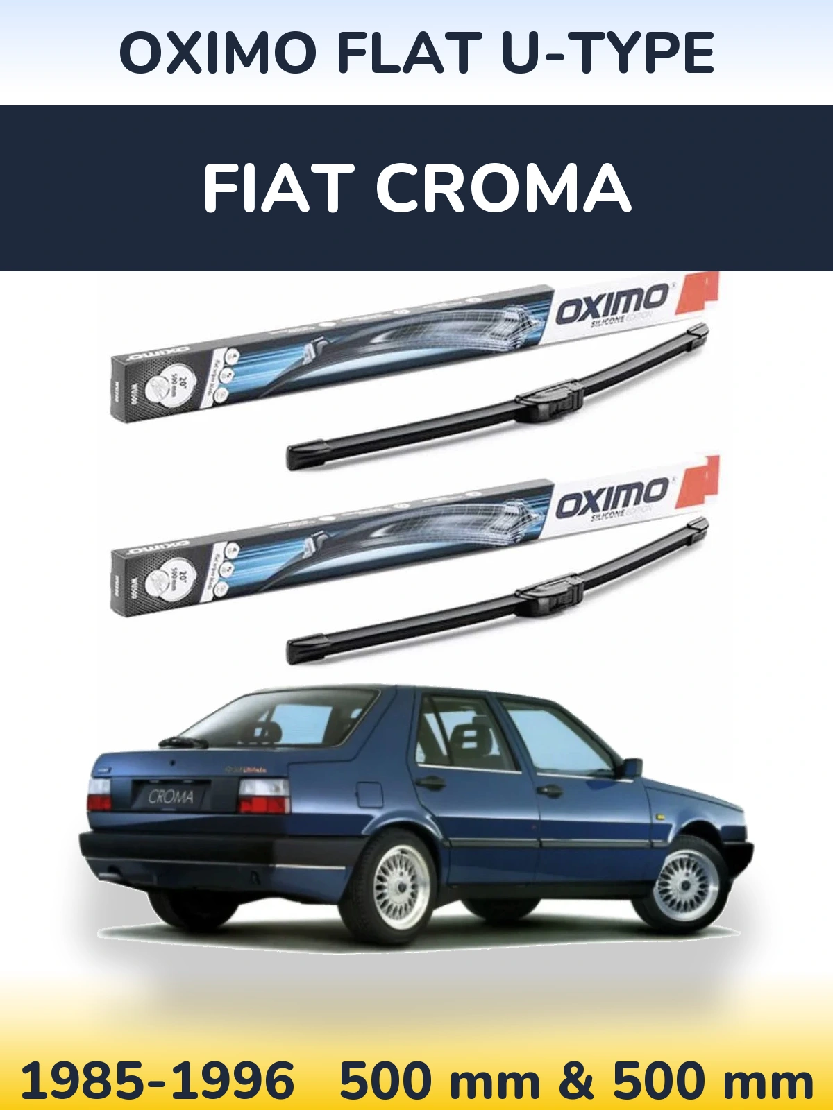 Комплект передних дворников Oximo Flat U-type 500 & 500 мм для Fiat Croma 1985-1996