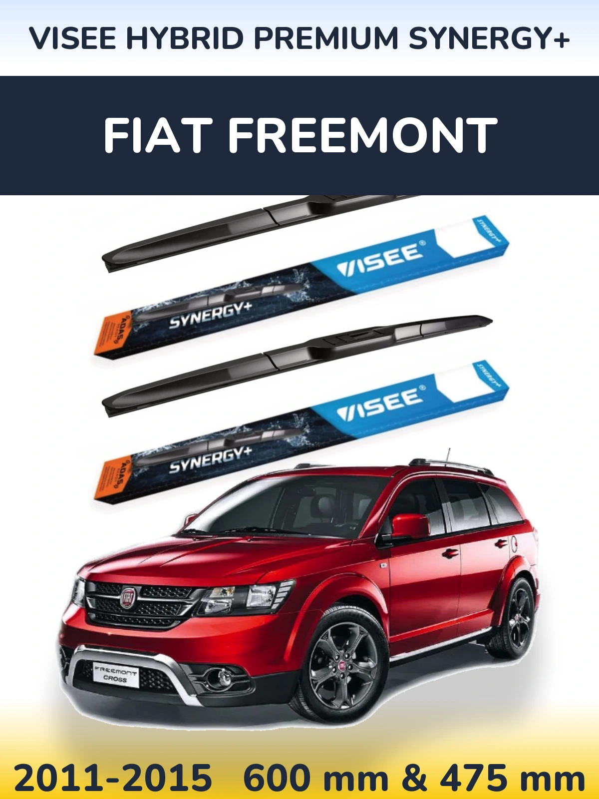 Комплект передних дворников VISEE HYBRID PREMIUM SYNERGY+ 600 & 475 мм для Fiat Freemont 2011-2015