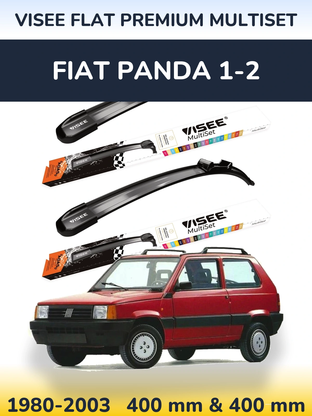 Комплект передних дворников VISEE FLAT PREMIUM MultiSet 400 & 400 мм для Fiat Panda 1-2 1980-2003