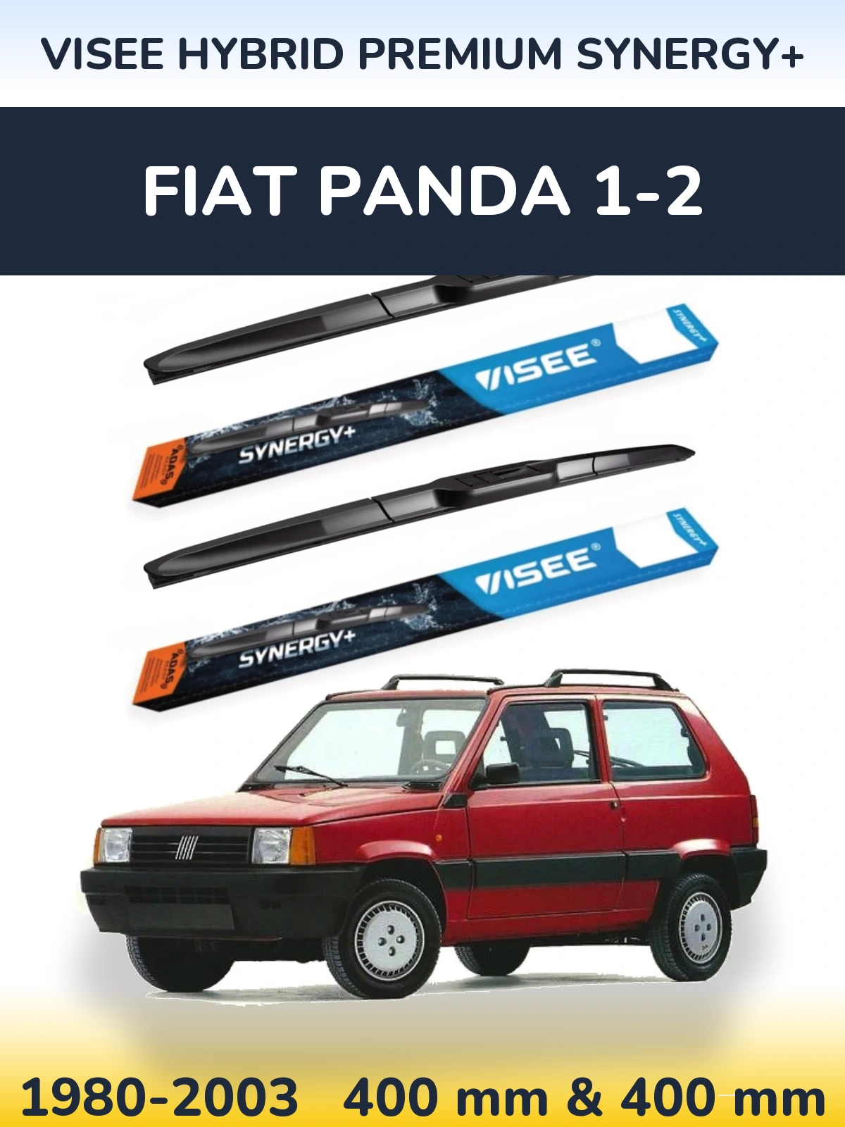 Комплект передних дворников VISEE HYBRID PREMIUM SYNERGY+ 400 & 400 мм для Fiat Panda 1-2 1980-2003